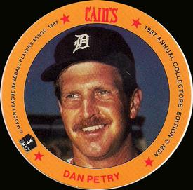 1987 Cain's Detroit Tigers Discs #15 Dan Petry Front