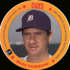 1987 Cain's Detroit Tigers Discs #17 Mark Thurmond Front