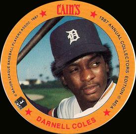 1987 Cain's Detroit Tigers Discs #2 Darnell Coles Front