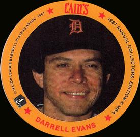 1987 Cain's Detroit Tigers Discs #6 Darrell Evans Front