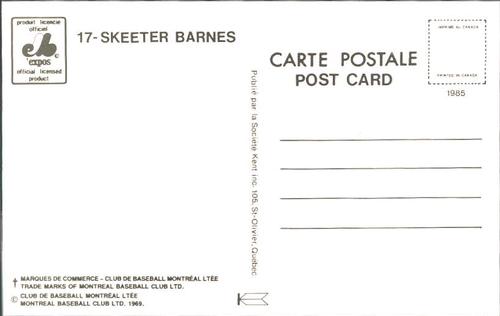 1985 Montreal Expos Postcards #NNO Skeeter Barnes Back