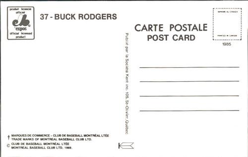 1985 Montreal Expos Postcards #NNO Buck Rodgers Back