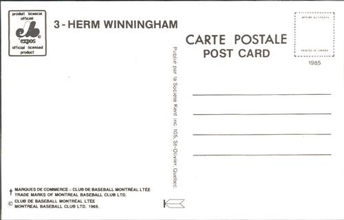 1985 Montreal Expos Postcards #NNO Herm Winningham Back