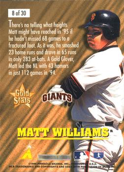 1996 Score - Gold Stars #8 Matt Williams Back