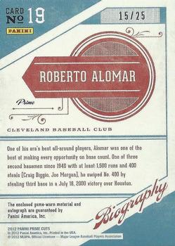 2012 Playoff Prime Cuts - Auto Biography Prime #19 Roberto Alomar Back