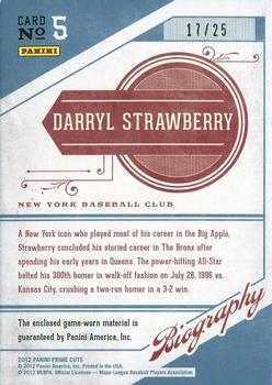 2012 Playoff Prime Cuts - Biography Memorabilia #5 Darryl Strawberry Back