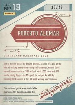 2012 Playoff Prime Cuts - Biography Memorabilia #19 Roberto Alomar Back