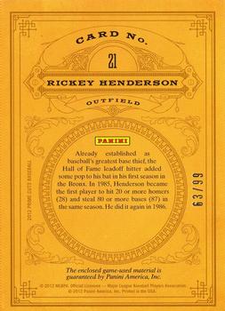 2012 Playoff Prime Cuts - Icons Bats #21 Rickey Henderson Back