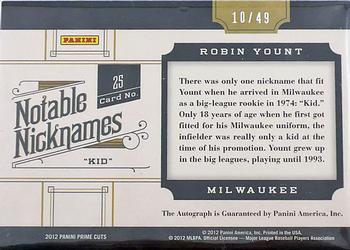 2012 Playoff Prime Cuts - Notable Nicknames #25 Robin Yount Back