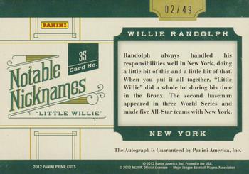 2012 Playoff Prime Cuts - Notable Nicknames #35 Willie Randolph Back