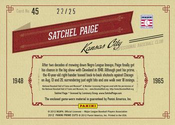 2012 Playoff Prime Cuts - Timeline Jersey Number #45 Satchel Paige Back