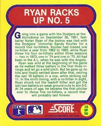 1988 Score - Magic Motion: Great Moments in Baseball #16 Nolan Ryan: 09/26/1981 Back