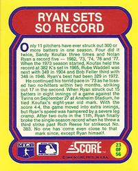 1988 Score - Magic Motion: Great Moments in Baseball #23 Nolan Ryan: 09/27/1973 Back