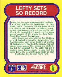 1988 Score - Magic Motion: Great Moments in Baseball #27 Steve Carlton: 09/15/1969 Back