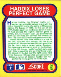 1988 Score - Magic Motion: Great Moments in Baseball #34 Harvey Haddix: 05/26/1959 Back