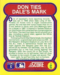 1988 Score - Magic Motion: Great Moments in Baseball #3 Don Mattingly: 07/18/1987 Back