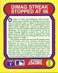 1988 Score - Magic Motion: Great Moments in Baseball #46 Joe DiMaggio: 07/17/1941 Back