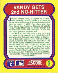 1988 Score - Magic Motion: Great Moments in Baseball #48 Johnny Vander Meer: 06/15/1938 Back
