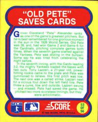 1988 Score - Magic Motion: Great Moments in Baseball #53 Grover Cleveland Alexander: 10/10/1926 Back