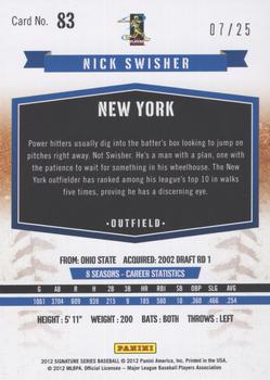 2012 Panini Signature Series - Proof Silver #83 Nick Swisher Back