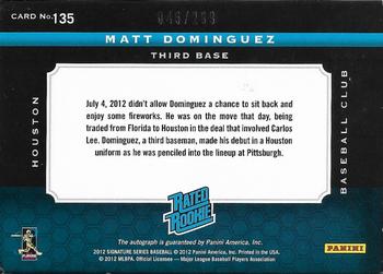 2012 Panini Signature Series - Rookie MLBPA Logo #135 Matt Dominguez Back