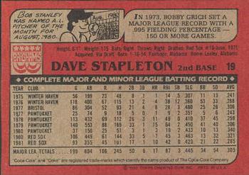 1982 Topps Brigham's/Coca-Cola Boston Red Sox #19 Dave Stapleton Back