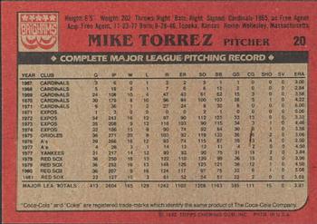 1982 Topps Brigham's/Coca-Cola Boston Red Sox #20 Mike Torrez Back
