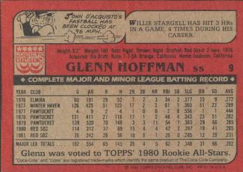 1982 Topps Brigham's/Coca-Cola Boston Red Sox #9 Glenn Hoffman Back