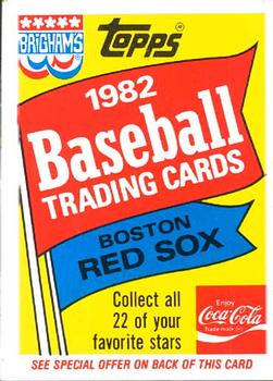 1982 Topps Brigham's/Coca-Cola Boston Red Sox #NNO Title Card Front