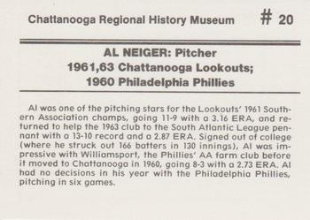1989 Chattanooga Lookouts Legends II #20 Al Neiger Back