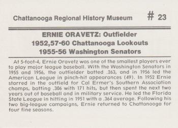 1989 Chattanooga Lookouts Legends II #23 Ernie Oravetz Back