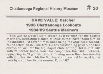1989 Chattanooga Lookouts Legends II #30 Dave Valle Back