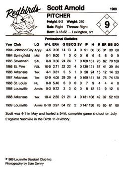 1989 Louisville Redbirds #9 Scott Arnold Back