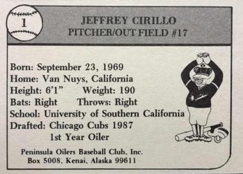 1989 Peninsula Oilers #1 Jeff Cirillo Back
