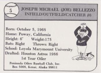 1989 Peninsula Oilers #5 Joe Bellezzo Back