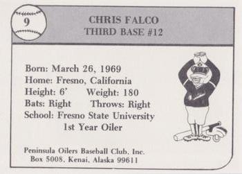 1989 Peninsula Oilers #9 Chris Falco Back