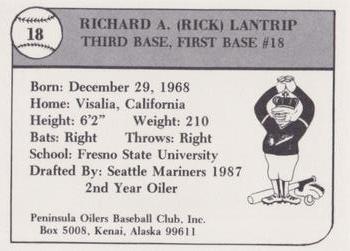 1989 Peninsula Oilers #18 Rick Lantrip Back