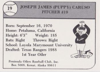 1989 Peninsula Oilers #19 Joseph Caruso Back