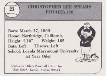 1989 Peninsula Oilers #23 Chris Spears Back