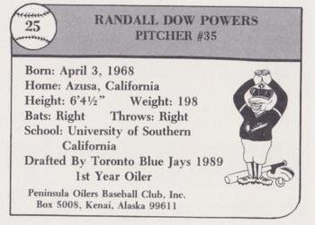 1989 Peninsula Oilers #25 Randy Powers Back