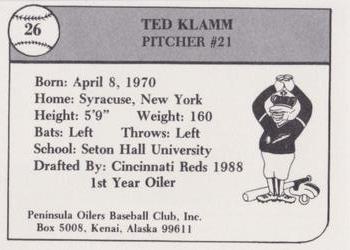 1989 Peninsula Oilers #26 Ted Klamm Back