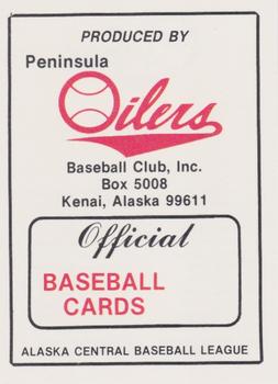 1989 Peninsula Oilers #28 Title Card Front