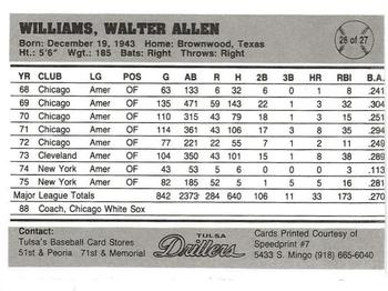 1989 Tulsa Drillers #26 Walt Williams Back