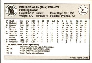 1989 Peoria Chiefs - Gold 200 #31 Rick Kranitz Back