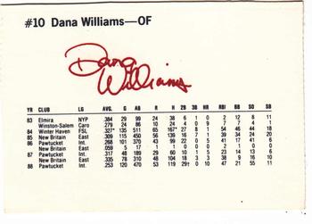 1989 Dunkin' Donuts Pawtucket Red Sox #NNO Dana Williams Back
