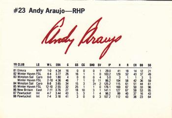 1989 Dunkin' Donuts Pawtucket Red Sox #NNO Andy Araujo Back