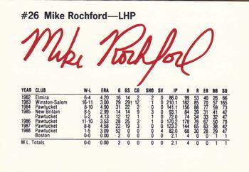 1989 Dunkin' Donuts Pawtucket Red Sox #NNO Mike Rochford Back