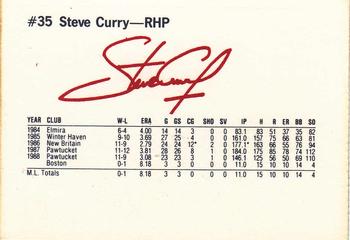 1989 Dunkin' Donuts Pawtucket Red Sox #NNO Steve Curry Back