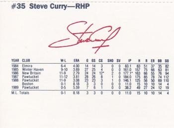 1990 Dunkin' Donuts Pawtucket Red Sox #4 Steve Curry Back