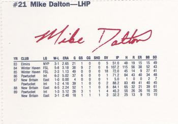 1990 Dunkin' Donuts Pawtucket Red Sox #5 Mike Dalton Back